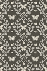 Mitchell Black Butterfly Garden Wallpaper