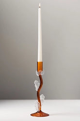 Amber Clear Floral Candle Holder