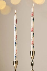 Festive Handpainted Taper Candles, Set of 2