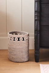 Artifacts Rattan Oval Waste Basket with Metal Liner
