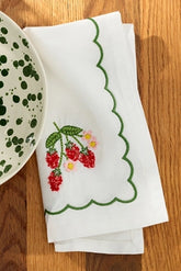 Berry Embroidered Cotton Napkins, Set of 4