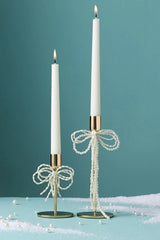 Gold & Pearl Bow Candle Holder