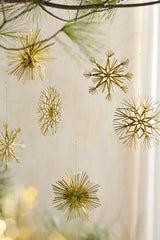 Golden Snowflake Ornaments, Set of 18