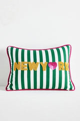 City Icon Embroidered Cotton Pillow