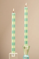 Geo Block Print Taper Candles, Set of 2