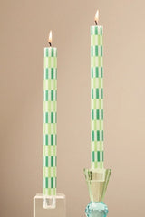 Geo Block Print Taper Candles, Set of 2