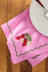 Berry Embroidered Cotton Napkins, Set of 4