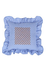 Casa Edel Embroidered Gingham Ruffle Pillow