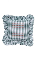 Casa Edel Embroidered Gingham Ruffle Pillow