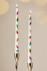 Festive Handpainted Taper Candles, Set of 2