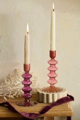 Colorful Glass Ribbed Taper Holder