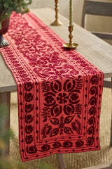 Red Crewel Stitch Runner