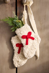 Red Bow Mini Wool Stockings, Set of 2