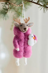Puffer Reindeer Felt Critter Ornament