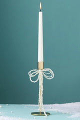 Gold & Pearl Bow Candle Holder