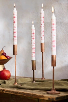 Danish Floral Tapers, Set of 4 Red