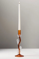 Amber Clear Floral Candle Holder