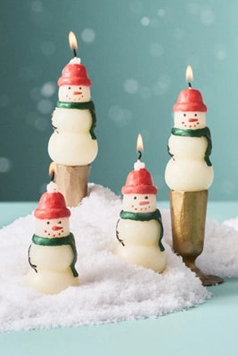 Snowman Shaped Taper Candles, Set of 4