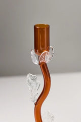 Amber Clear Floral Candle Holder