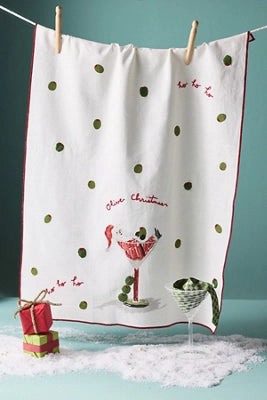 Noun New York Olive Christmas Dish Towel