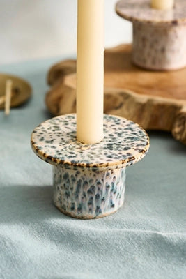 Reactive Glaze Ceramic Taper Holder, Low