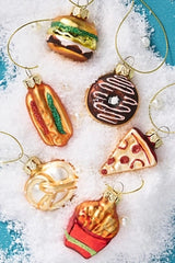 Mini Junk Food Glass Ornaments, Set of 6