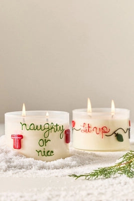 Festive Notes Lit Up Woody Fresh Balsam & Cedarwood Glass Candle