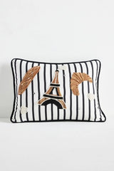 City Icon Embroidered Cotton Pillow