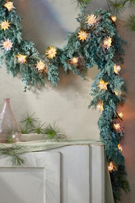 Faux Blue-Green Fir Garland, 9’