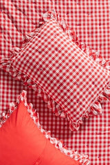 Gingham Ruffle Yarn-Dyed Cotton Shams, Set of 2