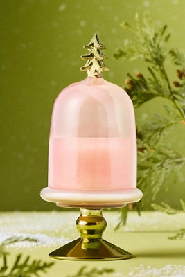 Christmas Tree Woody Crisp Cedar Glass Cloche Candle