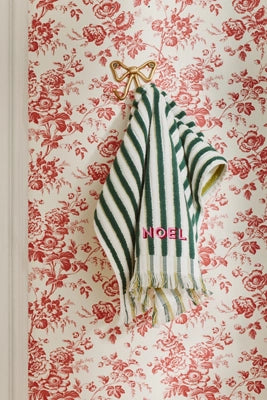 Holiday Striped Embroidered Hand Towel