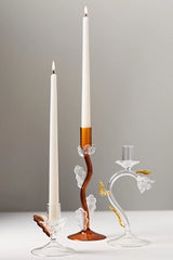 Amber Clear Floral Candle Holder