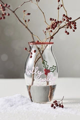 Festive Holiday Word-Play Glass Vase