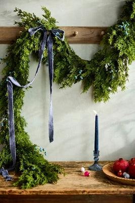 Faux Blue Berries Evergreen Garland, 108”
