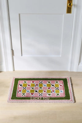 Lucky You Checkered Coir Printed Doormat