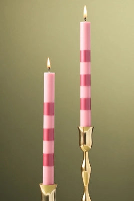 Striped Taper Candles, Set of 2