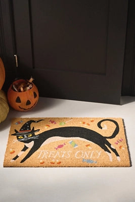 Treats Only Halloween Cat Printed Coir Doormat