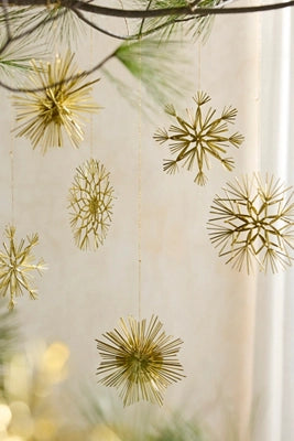 Golden Snowflake Ornaments, Set of 18
