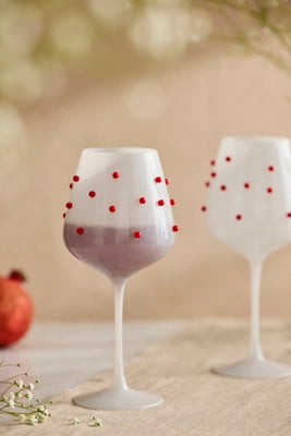 Red Confetti Wine Glasses, Set of 2