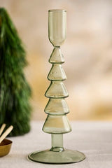 Christmas Tree Glass Taper Holder