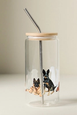 1canoe2 Dog Icon Glass Tumbler with Lid