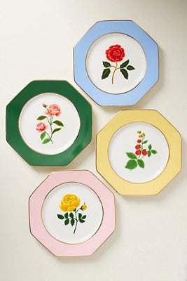Rifle Paper Co. Roses Porcelain Dessert Plates, Set of 4