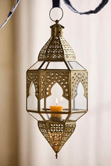 Punched Gold + Glass Lantern