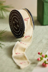 Candy Cane Embroidered Ribbon, Ivory