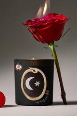 Woody Halloween Moon Leather and Leaves Glass Candle