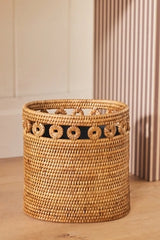 Artifacts Rattan Oval Waste Basket with Metal Liner