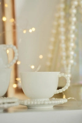 Perla Stoneware Espresso Cup and Saucer