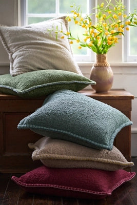 Curtis Bouclé Blanket-Stitch Pillow