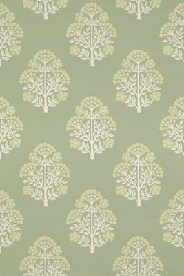 Floral Block Printed Grasscloth Wallpaper